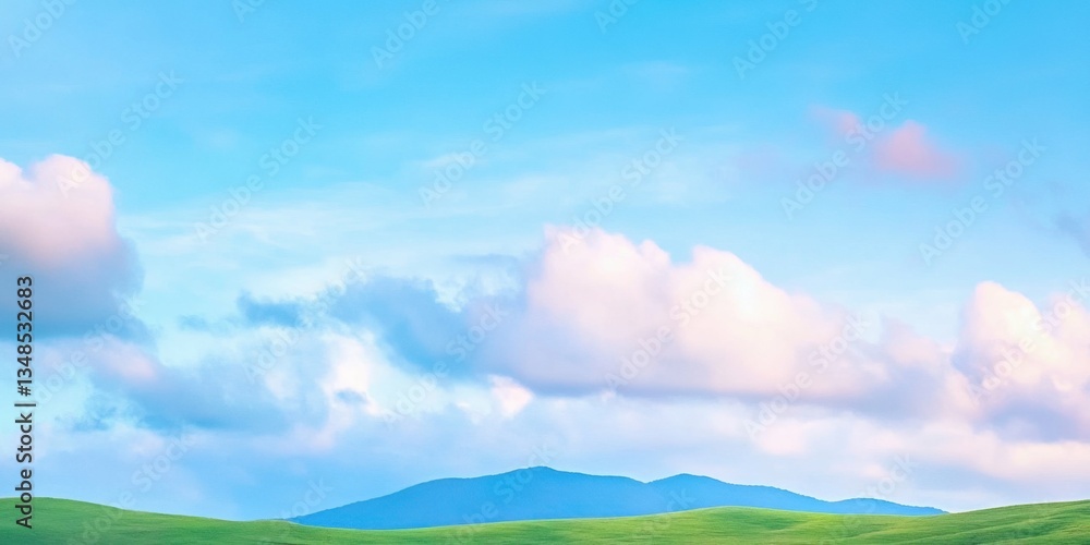 Fast moving clouds over serene mountain valley landscape Fast moving clouds over serene mountain valley landscape
