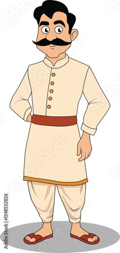 A indian Village rich man cartoon character design for 2d cartoon animation - male cartoon character design