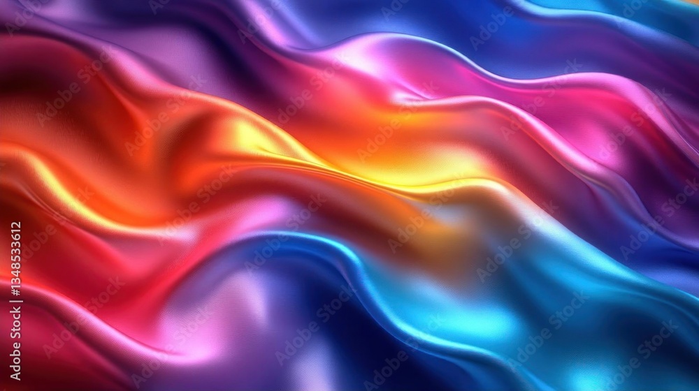 Obraz premium Vibrant Rainbow Silk Waves Abstract Background