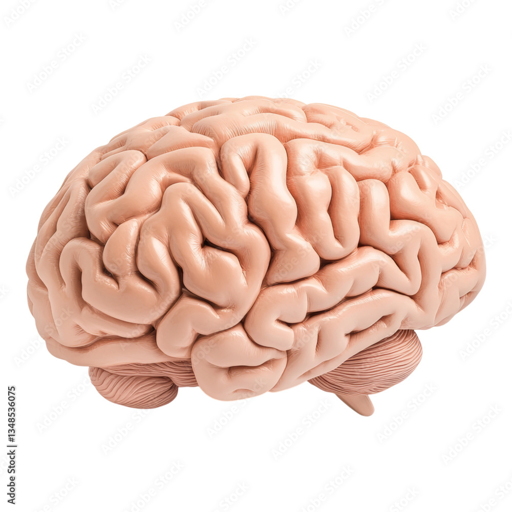 Realistic Human Brain Model on White Background Realistic Human Brain Model on White Background