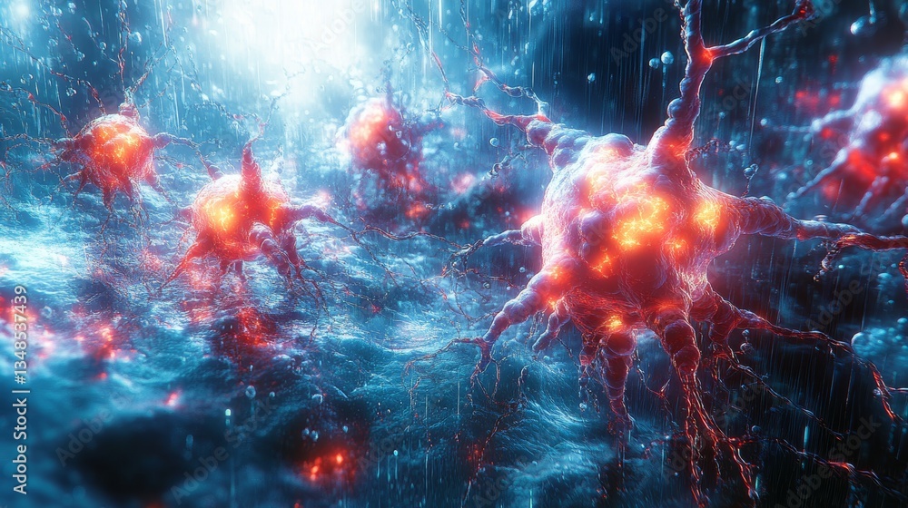 Fototapeta premium Complex Neural Networks, virus illustration