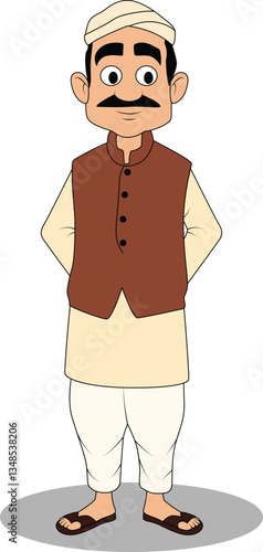 A indian Village rich man cartoon character design for 2d cartoon animation - male cartoon character design