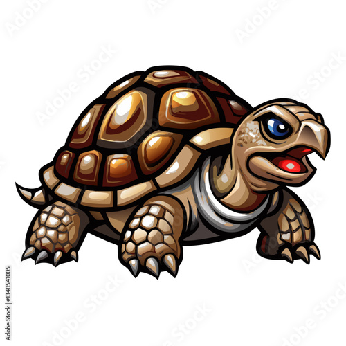 Angry cartoon turtle with a tough expression and sharp claws.