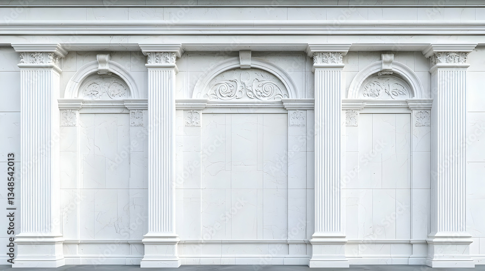 Obraz premium Classic White Building Facade With Columns And Ornamentation