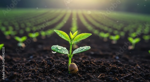 Young plant sprouting from fertile soil