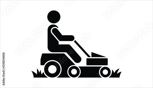 Lawn mower icon, garden care, grass cutting symbol, outdoor work, landscaping design, gardening equipment.