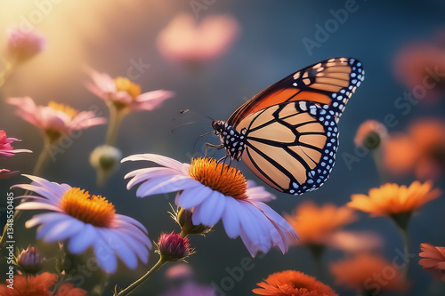 Schmetterlinge suchen Nektar auf einer Blüte photo