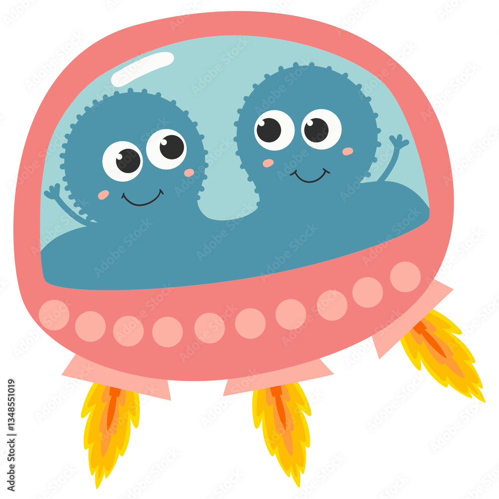 Obraz premium Cute Alien UFO Illustration