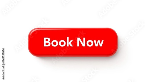 Bright red 'Book Now' button isolated on white background, button, isolated