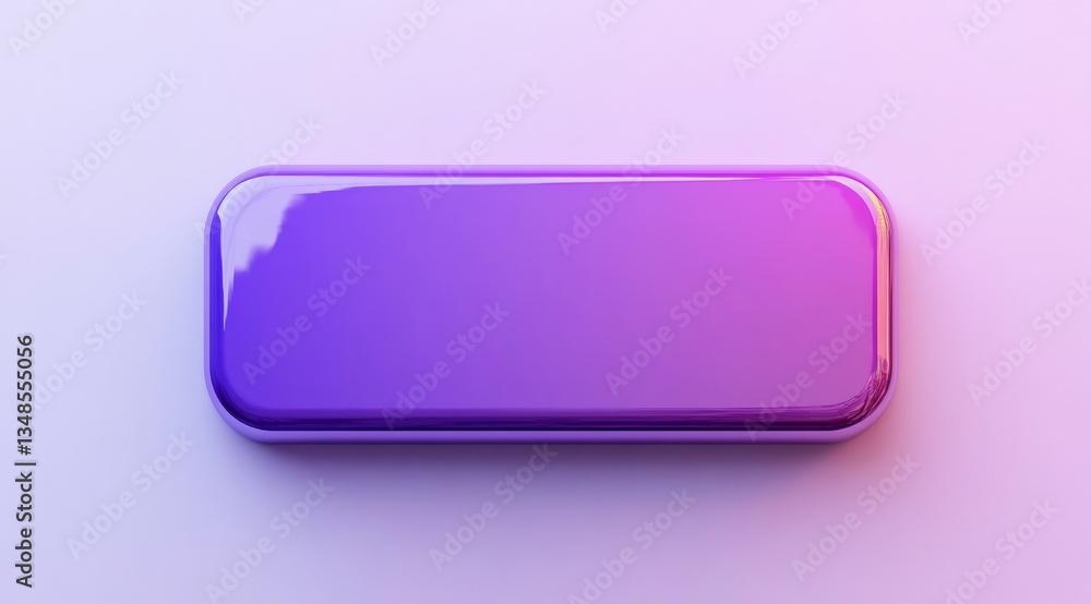 Purple button design element is shiny on a light background, ideal for interface design with soft lighting, simple shape