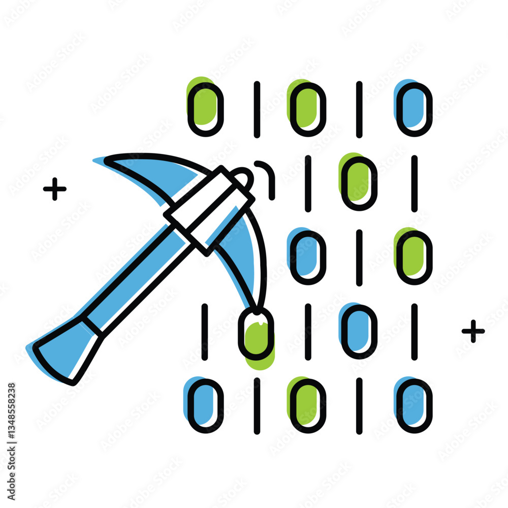 Fototapeta premium Data Extraction and Analysis Process Vector Icon Design