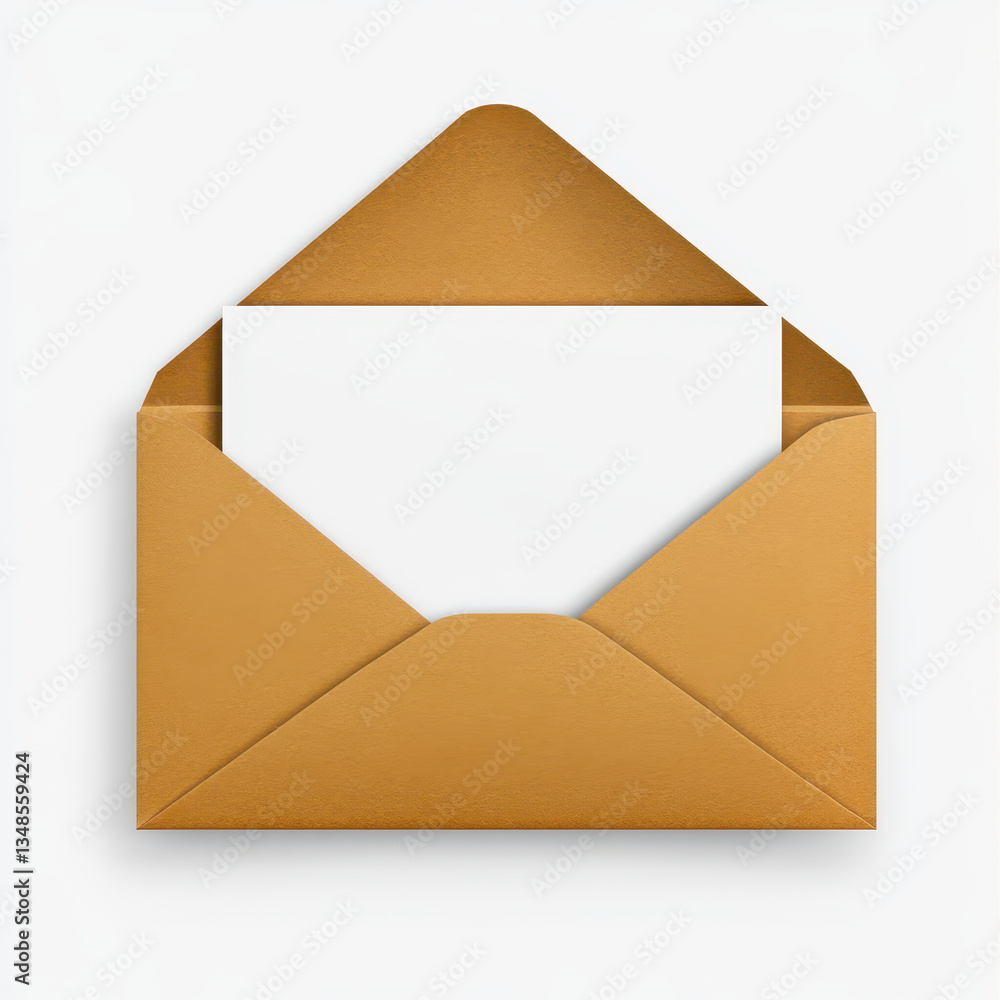 Brown Envelope with Blank Sheet for Invitations or Letters