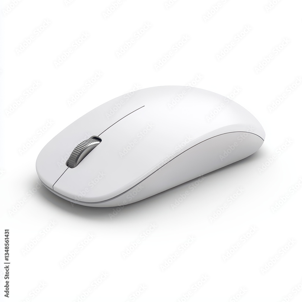 Sleek White Computer Mouse on Minimalist Background for Tech Use Sleek White Computer Mouse on Minimalist Background for Tech Use