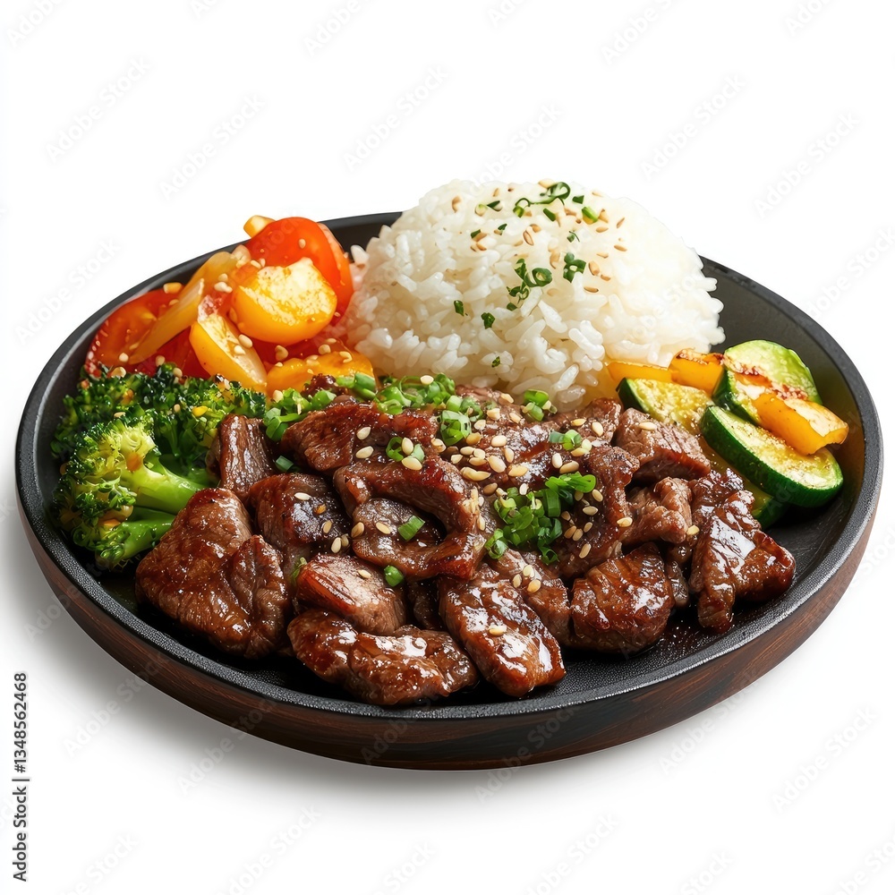 Grilled Beef and Vegetable Rice Plate Grilled Beef and Vegetable Rice Plate