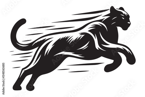 Silhouette Panther Vector Illustration Fast Moving Animal Graphic