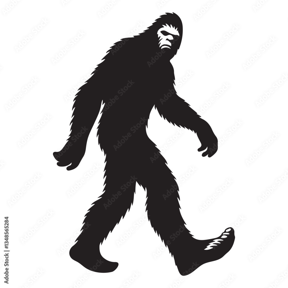 Bigfoot Silhouette Strolling Cryptid Creature Illustration Sasquatch Vector Art Bigfoot Silhouette Strolling Cryptid Creature Illustration Sasquatch Vector Art