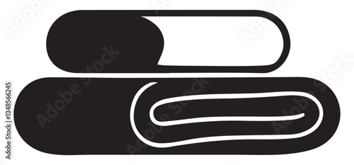 Rolled Towel Illustration Graphic Black and White Vector Artwork