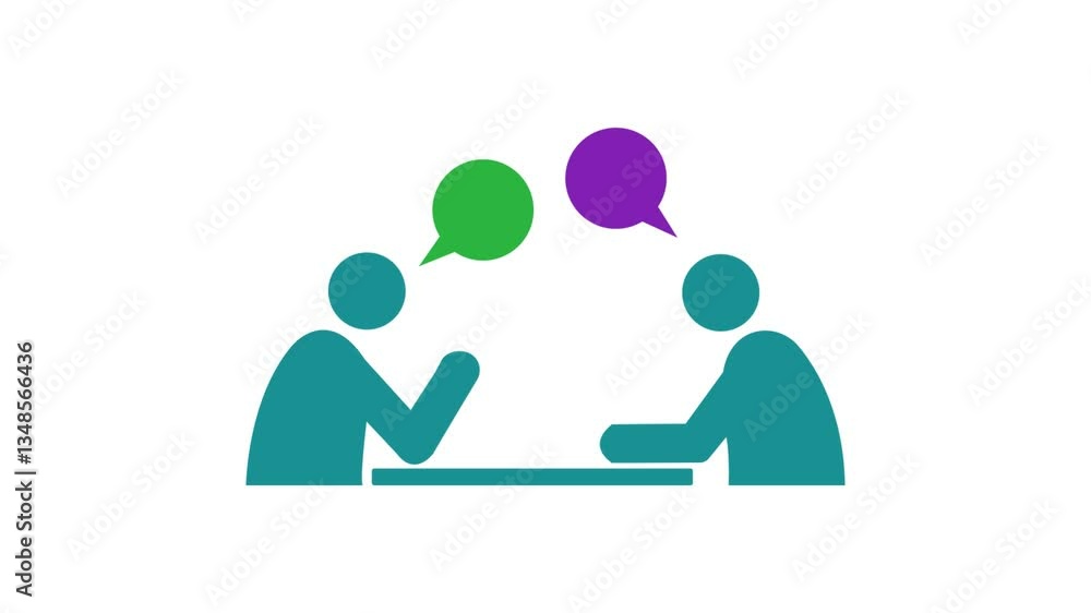Person discussion animation on white background. Man conversation calling icon video. Person discussion animation on white background. Man conversation calling icon video.