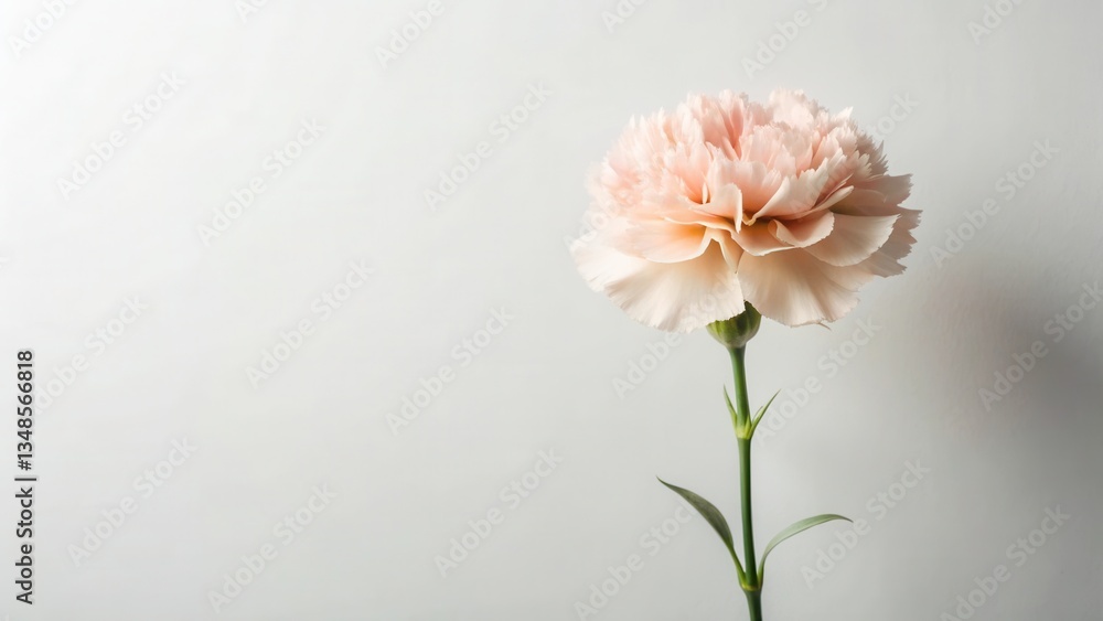 A single pale pink carnation, elegantly poised against a neutral backdrop, conveys a sense of delicate beauty and quiet grace. A single pale pink carnation, elegantly poised against a neutral backdrop, conveys a sense of delicate beauty and quiet grace.