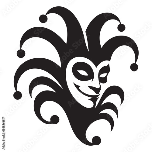 Jester Mask Silhouette Vector Art Whimsical Joker Character Design