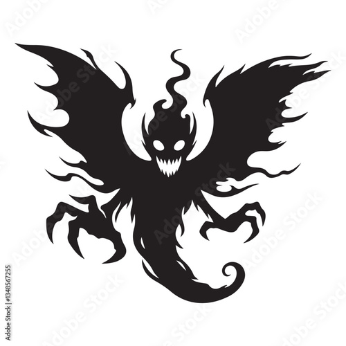 Terrifying Demon Silhouette Illustration Vector Graphic Art Design
