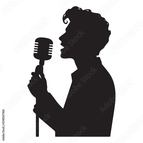Classic Singer Silhouette Vector Art Celebrating Music and Vintage Style