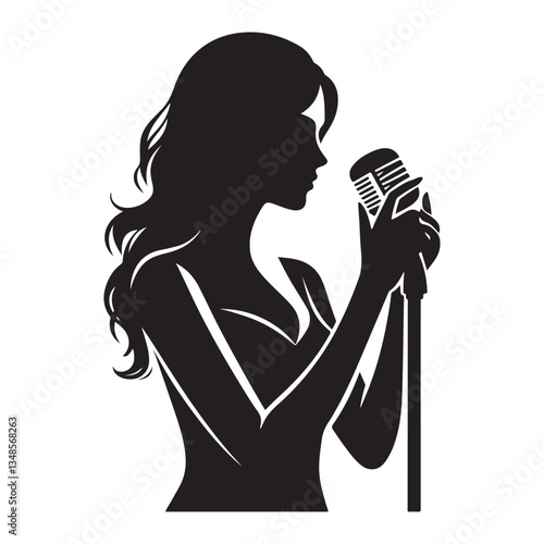 Elegant Singer Silhouette Illustration for Music Event and Poster Design