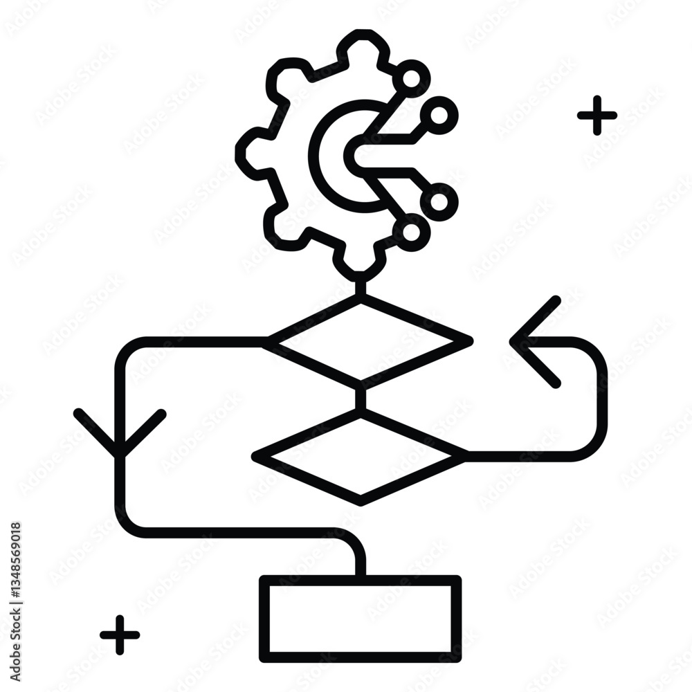 Algorithmic Data Processing and Analysis Vector Icon design Algorithmic Data Processing and Analysis Vector Icon design