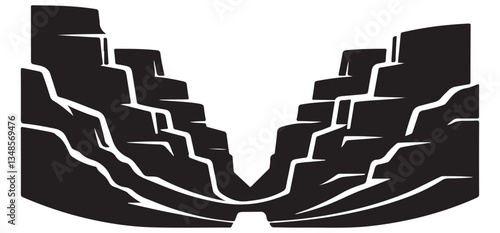 Canyon Silhouette Vector Illustration Scenic View Landscape Design