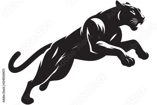 Leaping Black Panther Silhouette Vector Art An Agile Animal Design