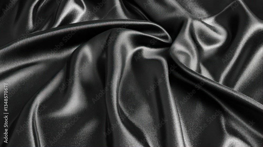 Fototapeta premium Luxurious Black Silk Fabric Draped Texture