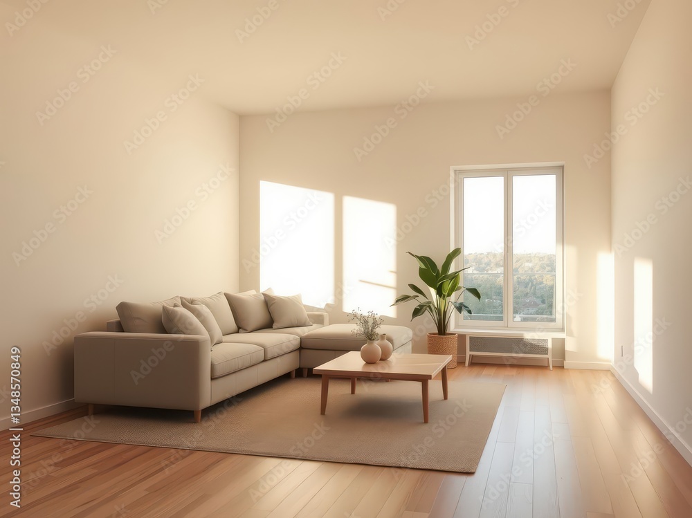 Fototapeta premium Modern Beige Living Room Interior Design