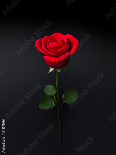 Red rose on the black background 