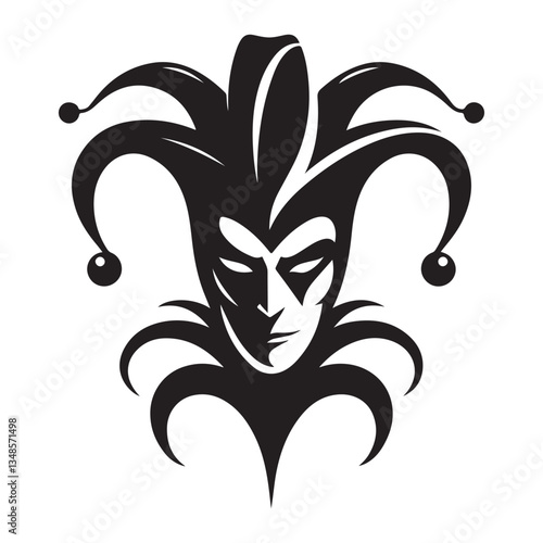 Masked Jester Silhouette Vector Art Mysterious Court Fool Illustration