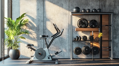 Modern Home Gym with Stationary Bike