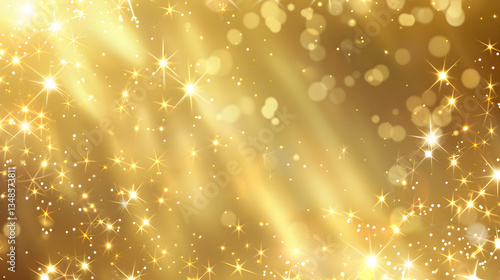 A gold background with many stars and a blurry line. The stars are scattered all over the background