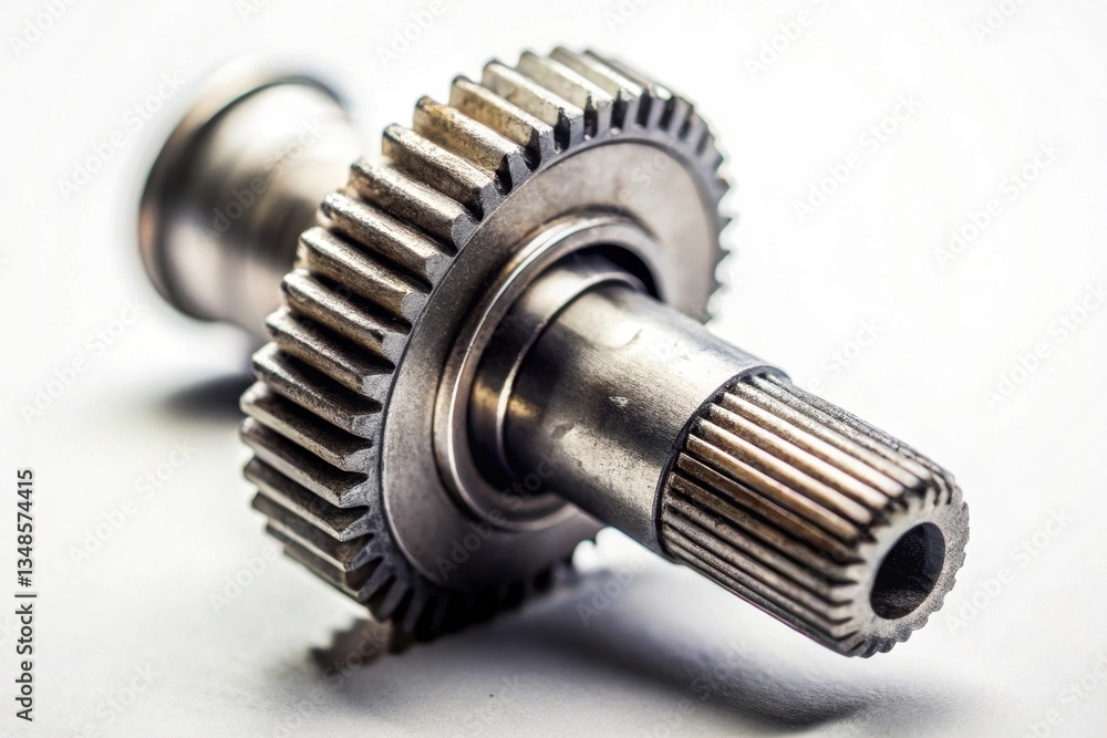 Close-up view of a metallic gear component, showcasing intricate details of its construction and precision engineering. Close-up view of a metallic gear component, showcasing intricate details of its construction and precision engineering.