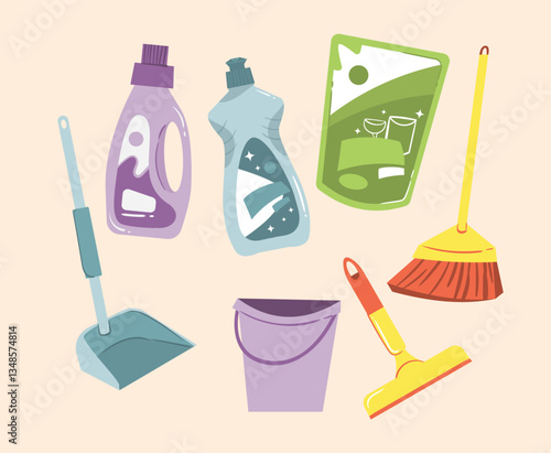 ousehold Cleaning Supplies Set for Home Hygiene Projects