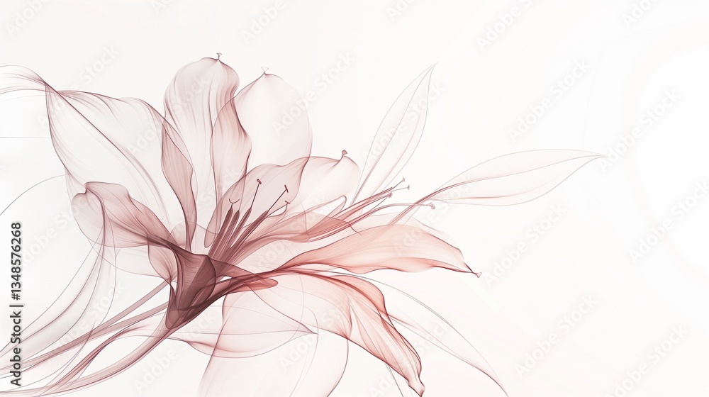 A delicate flower outline with smooth, flowing lines and gentle curves on a white background. A delicate flower outline with smooth, flowing lines and gentle curves on a white background.