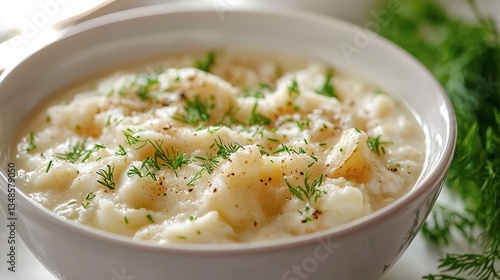 Wallpaper Mural A close up photo of creamy potato soup in a bowl Torontodigital.ca