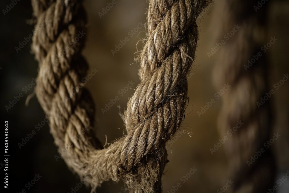 A close-up view of a rope hanging from a wall, suitable for use in scenes where a lifeline or escape route is needed A close-up view of a rope hanging from a wall, suitable for use in scenes where a lifeline or escape route is needed