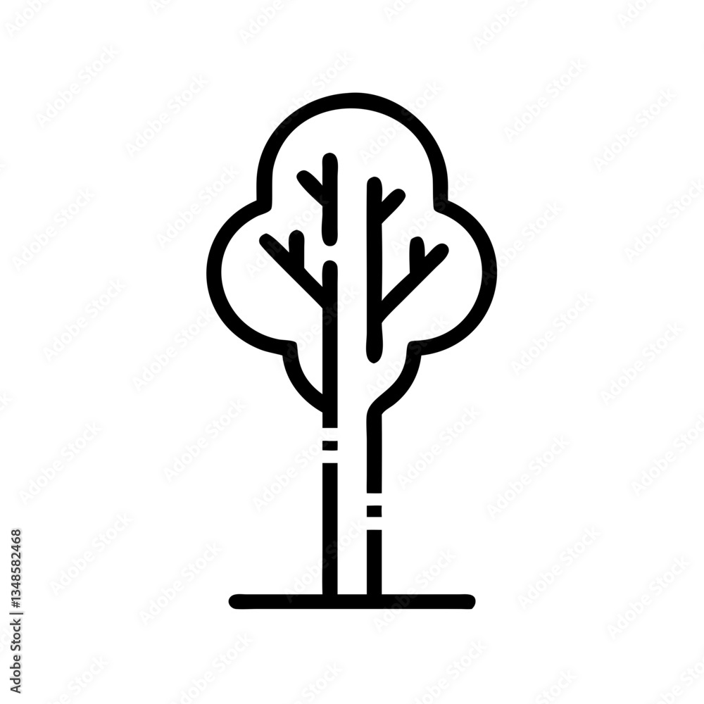 Obraz premium Single tree in black line art style