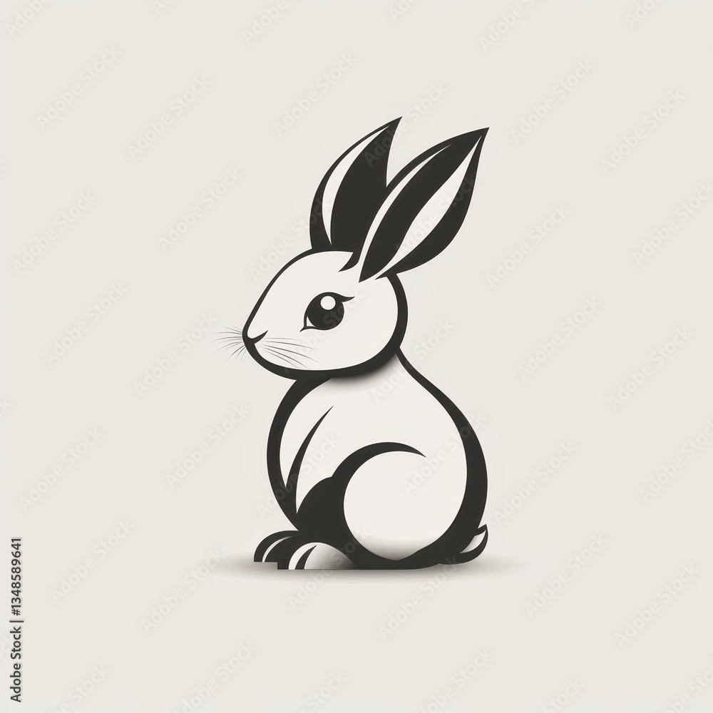 Stylish Minimalist Rabbit Design in Monochrome Illustration Style Stylish Minimalist Rabbit Design in Monochrome Illustration Style