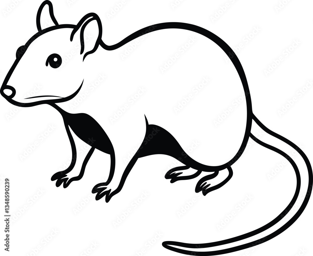 Bold Graphic Illustration Of Black Rat Silhouette On White Background
Bold Graphic Illustration Of Black Rat Silhouette On White Background