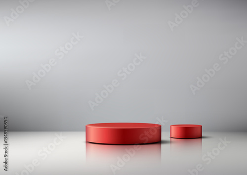 modern red cylindrical podi...