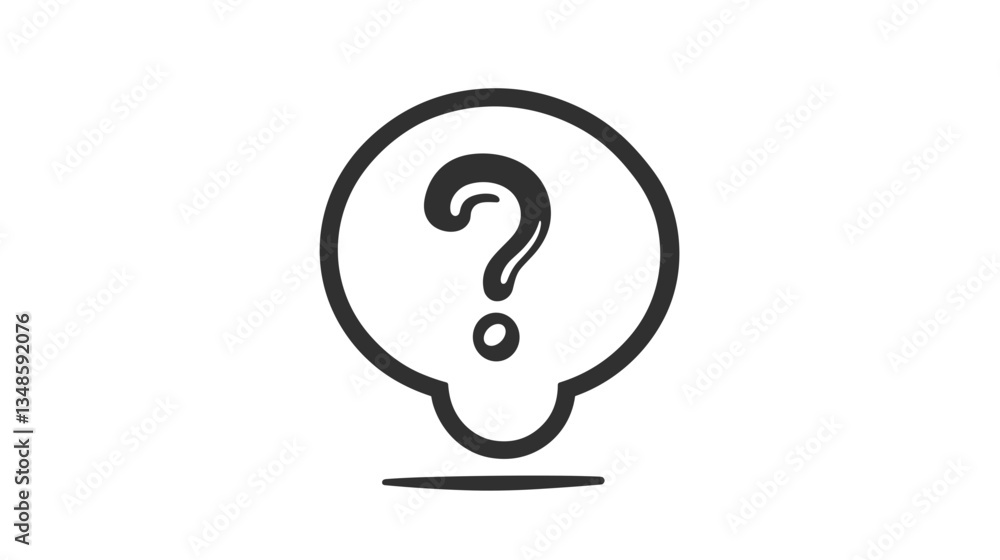 Outline question mark icon in speech bubble on white background with copy space Outline question mark icon in speech bubble on white background with copy space