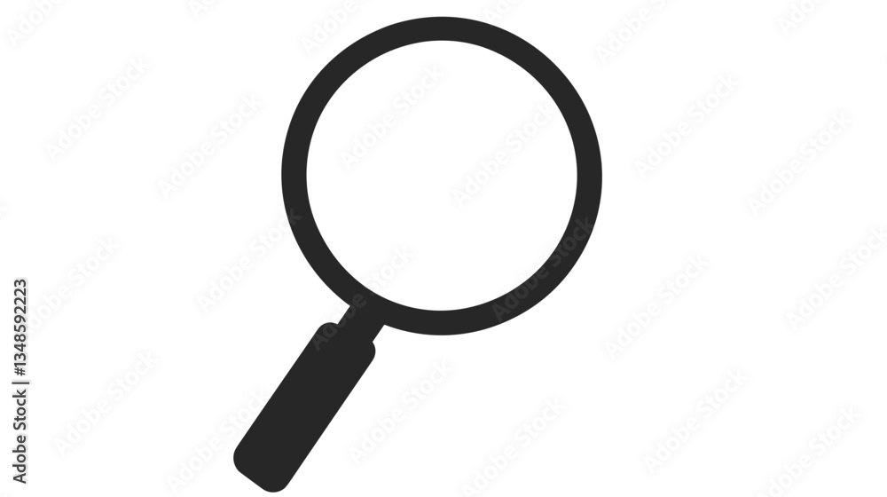 Magnifying glass icon on white background with copy space Magnifying glass icon on white background with copy space