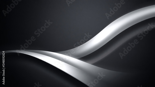 Luxurious silver wave pattern on a dark abstract background. Ideal for premium branding, technology concepts, and minimalist design projects. High-resolution digital artwork