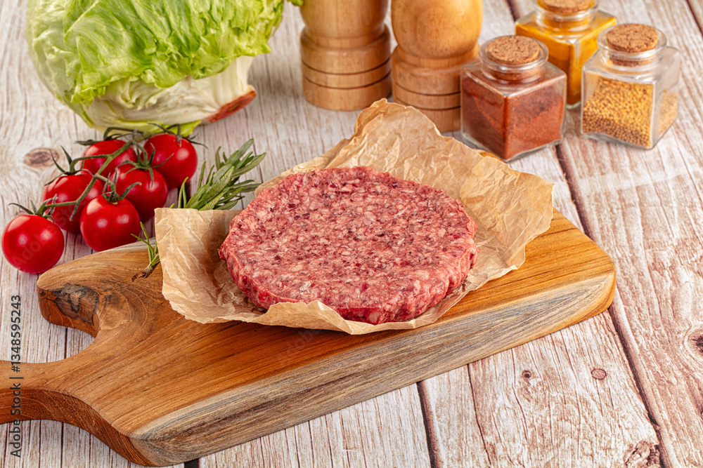 Raw beef cutlet for burger Raw beef cutlet for burger