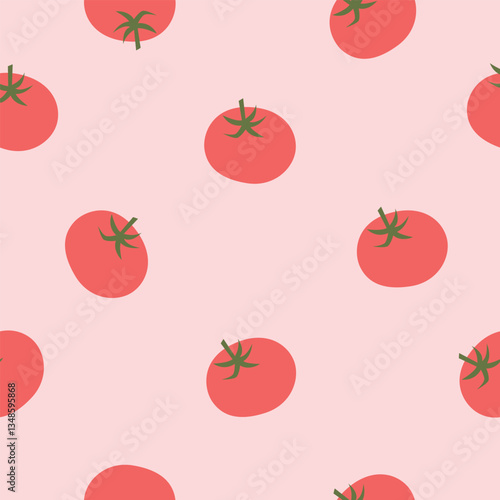 Vector seamless tomato pattern. Vegetables vector illustration cartoon flat style